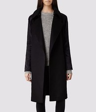 All Saints Black Edita Wool Coat Jacket Outerwear Uk 12 Euro 40 Us 8 Bnwt