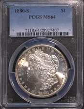 1880-S Morgan Silver Dollar PCGS MS64 - Stunning Luster!