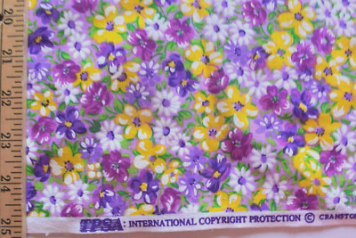 MULTI FLORAL PRINT ON ORCHID SHIRTING COTTON BLEND FABRIC  29X57 INCHES