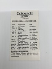 1992 Colorado State University NCAA College Football pocket schedule