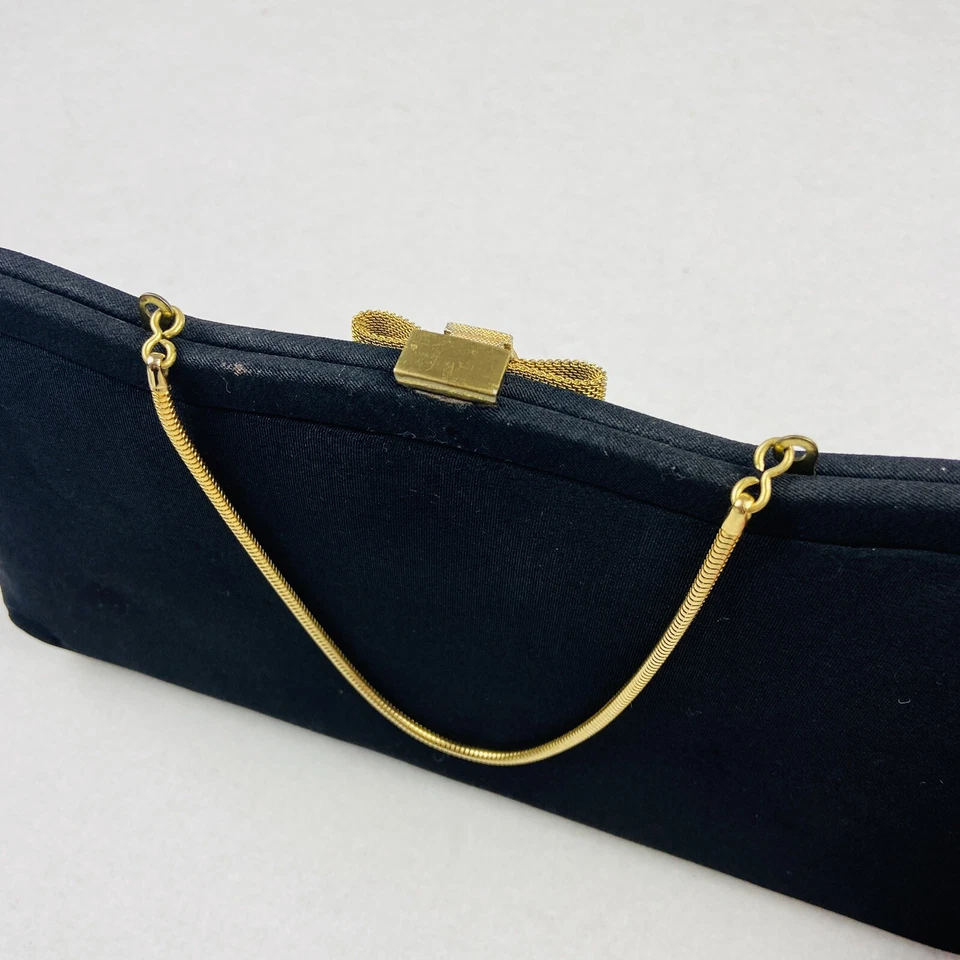 Винтажный 1950-х ретро застежки сумка черная сумочка на петлях ОПРАВА поцелуй замок вечерняя сумка - Изображение 4 из 4