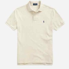 Polo Ralph Lauren Men's Mesh Polo Custom Slim Fit - Cream Heather Size Medium
