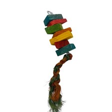 Wood and Rope bird parrot Toy 10"