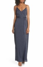 Paige Regina Stripe Maxi Wrap Dress Size Small - Blue L11814