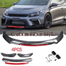 For Vw Scirocco R Red Front Bumper Lip Splitter Body Kit Carbon Fiber Style For Vw Scirocco R Red Front Bumper Lip Splitter Body Kit Carbon Fiber Style