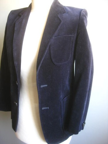 BLAZER GIACCA VELLUTO BLU vintage bambina 11-12 anni 152 UK6 TRUCKER 100% cotone - Foto 2 di 18