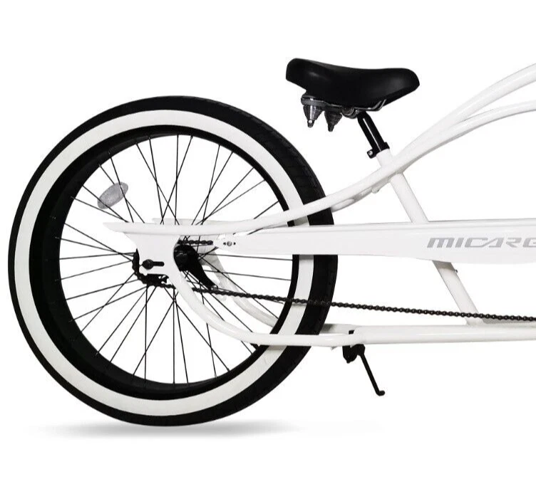 26" Wheels White Steel Stretch Beach Cruiser Fat Tires Single Speed Gift Bicycle - Image 4 of 4