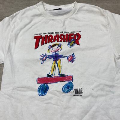 Thrasher Magazine Kid Cover Kurt Cobain T Shirt Men's S Y2K Skater