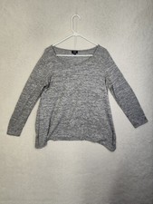 Jones New York Signature Women Sweater Large Gray Cotton Blend Casual Pullover