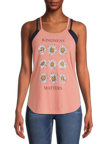 No Boundaries Women/Juniors' High Neck Graphic 2fer Tank Top w/ Bralette Bra NEW - Picture 13 of 25