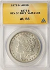 1878 Rev of 1879 $1 Morgan Dollar VAM-210B ANACS AU58