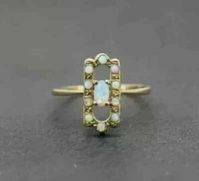 Natural Fire 2.00Ct Oval Cut Opal Vintage Engagement Ring 14K Yellow Gold Plated