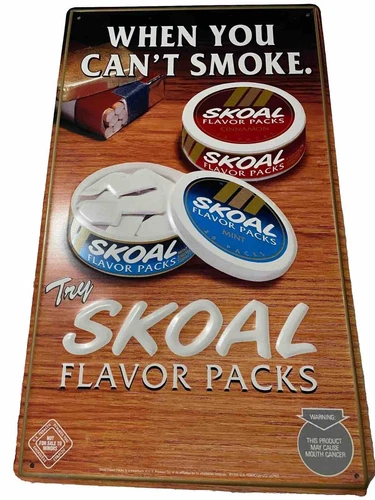 1990s Skoal Tobacciana Vintage Tin Sign 19” x 12” RARE