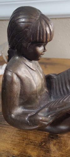 RARE VINTAGE GARY PRICE 1958 Young boy and Girl "Storytime" Bronze Sculptures - Picture 8 of 20
