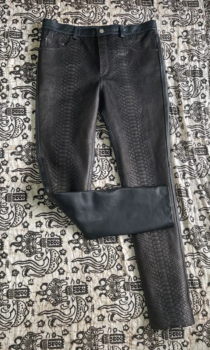 NEW Men's Black Embossed Python Leather Pant | eBay