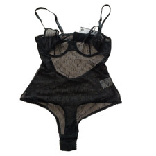 NWT 49.99 Bodysuit Lingerie Size M Black Mesh w/ Underwire
