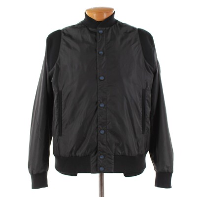 KNT Kiton NWT Nylon Snap Front Bomber Jacket Size 54 (XL US) In Solid Black