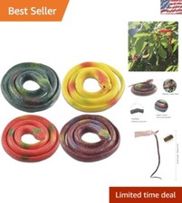 Set of 4 Realistic 27.5'' Rubber Snakes - Effective Bird Deterrents  Prank Toys