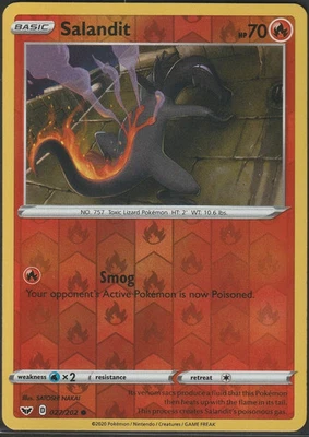 Salandit Reverse Holo Common SWSH01: Sword & Shield Base Set 027/202 NM - Image 1 of 2