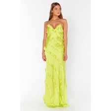 SHOW ME YOUR MUMU romance ruffle dress citrine luxe satin Maxi Dress XS