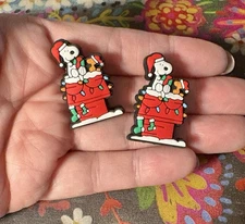 2 Pce Joe Cool Snoopy Dog Christmas Silicone Focal Beads DIY Jewelry Pens+ NEW