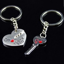 Charming Couple Metal Keychain Lightweight Silver Pendant for Daily Use