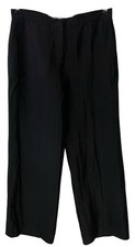 Vtg Max Mara Black Wide Leg Silk Linen Blend Pant Minimalist Career Classic 8