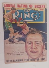 RING MAGAZINE FEB 1948 GUS LESNEVICH JOE  LOUIS ROCKY GRAZIANO JAKE L AMOTTA