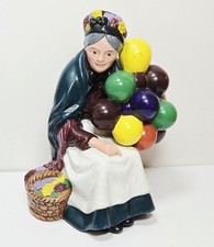 The Old Balloon Seller Lady Porcelain Figurine Figure Leslie Harradine
