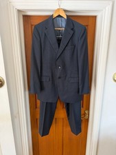 M&S Italian Suit Jacket 40R & Trousers W36 L31 Indigo Blue Wool Reda Super 100s