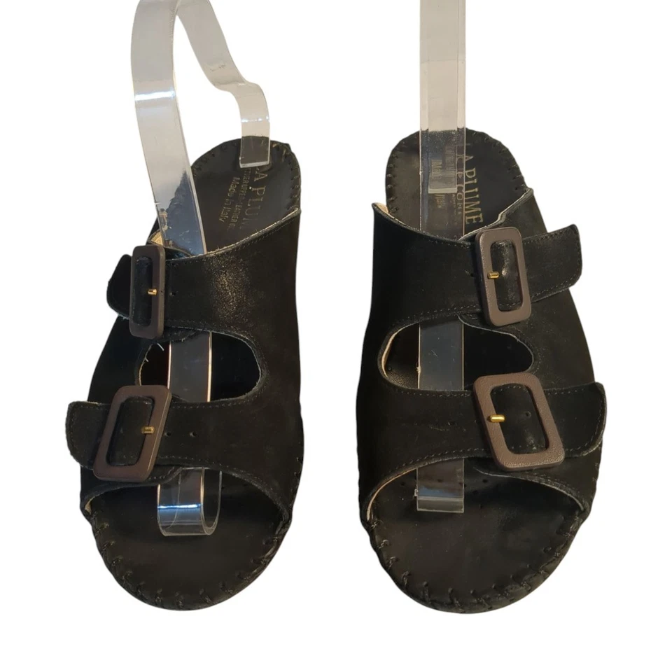 Black Suede Birk Look Slip On Shoes / Sandals Made in Italy LA PLUME SZ 39/ 9 - Image 2 of 4