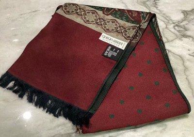 Giorgio Armani Diffusione Reversable Scarf Men s Made In Italy Fringe