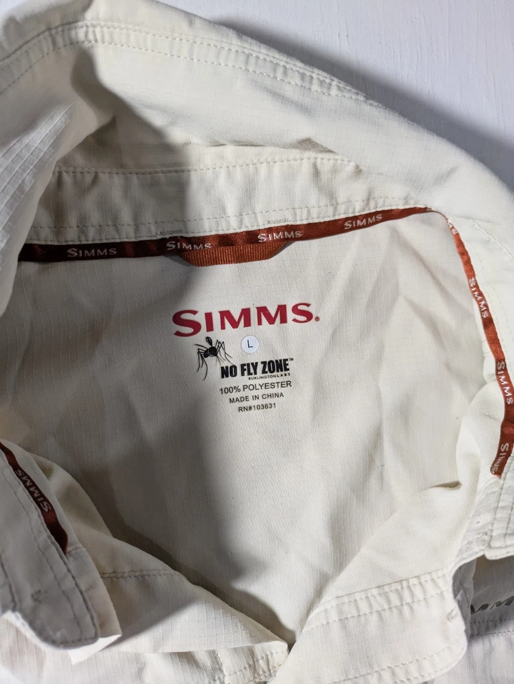 Camisa de pesca Simms No Fly Zone 100 % poliéster manga larga para hombre grande beige Foto 3 de 4
