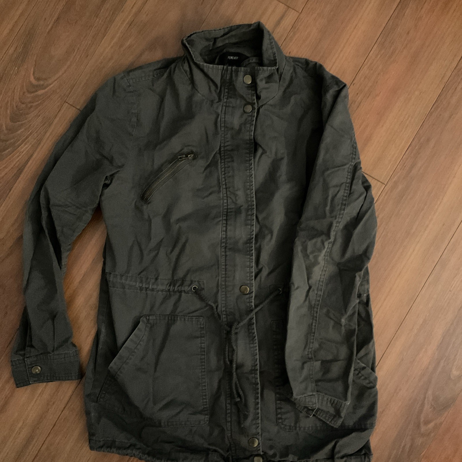 Forever 21 Women's Army Green Lightweight Utility Jacket