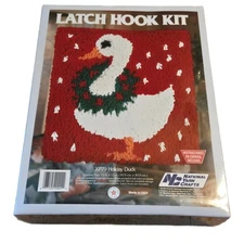 Vtg Latch Hook Kit XP79 Holiday Duck 12"x12" National Yarn Crafts 1988 Sealed