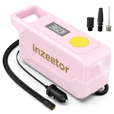 150 PSI Tire Inflator Portable Air Compressor, 12V DC Auto Shutoff Air Pink