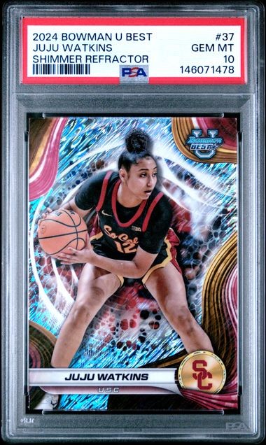JUJU WATKINS 2024 BOWMAN U BEST SHIMMER REFRACTOR PROSPECT #37 PSA 10 GEM MINT