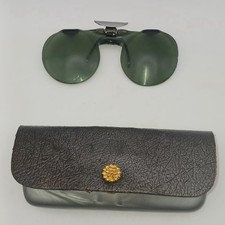 Vintage Round Clip-On Sunglasses Patent Pending RARE - 4 wide