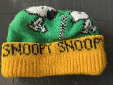 Peanuts Snoopy Green Ski Cap Knit Hat Vintage Orlon Kids Size