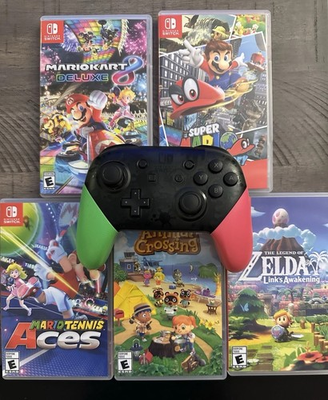 #ad Nintendo Switch Game Lot Pro Controller Mario kart 8 Links Awakening More…. $230.00
