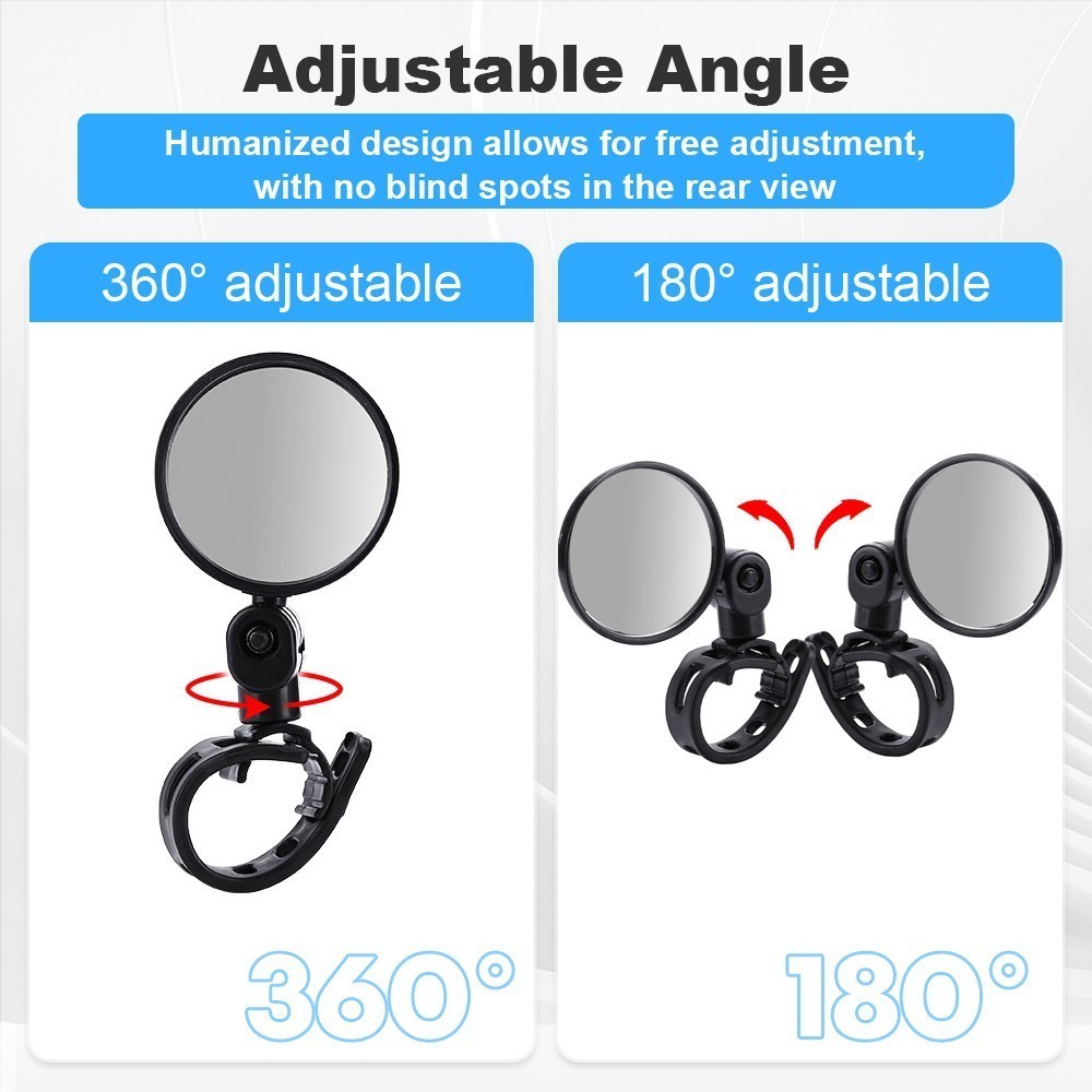 Ebike MTB Road Bike Rearview Mirror Bicycle Rear View Mirrors 360° Convex Side