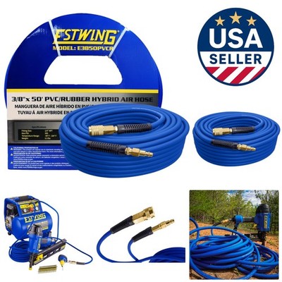 E3850PVCR 3/8'' x 50' PVC/Rubber Hybrid Air Hose - 300 PSI with Brass Fittings