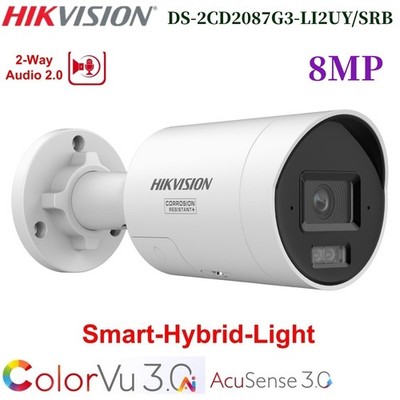 Hikvision DS-2CD2087G3-LI2UY/SRB 4K 8MP ColorVu 3.0 PoE IP Kamera 2-Wege-Audio
