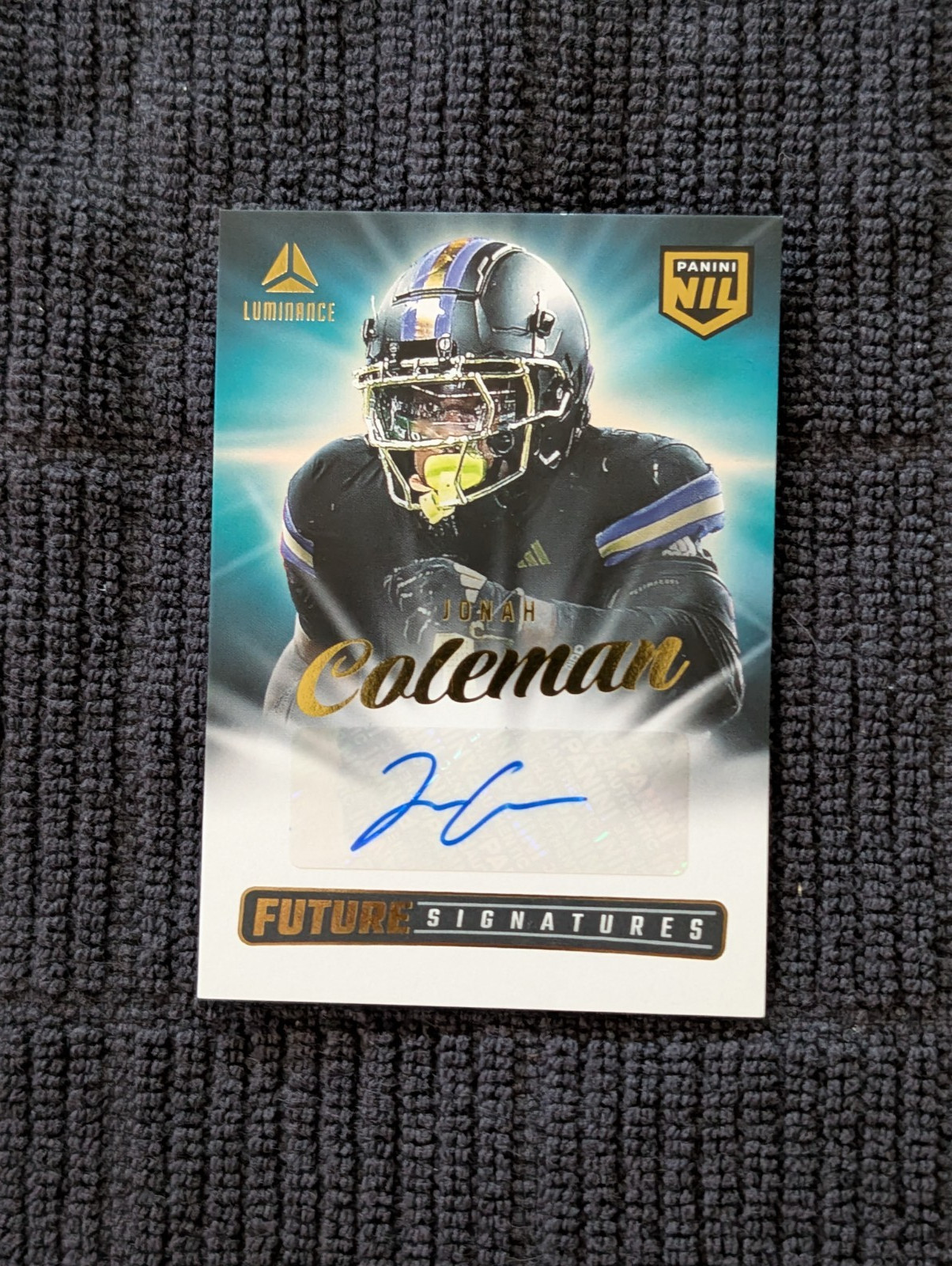2025 Panini Luminance JONAH COLEMAN NIL Future Signatures Auto UW HUSKIES!!!