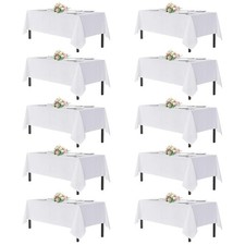 White Rectangle Tablecloths - 10 Pack for Events Parties