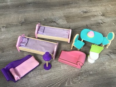 Lot of 8 KidKraft Craft Wooden Doll House Play Furniture Toys Beds Table Chair