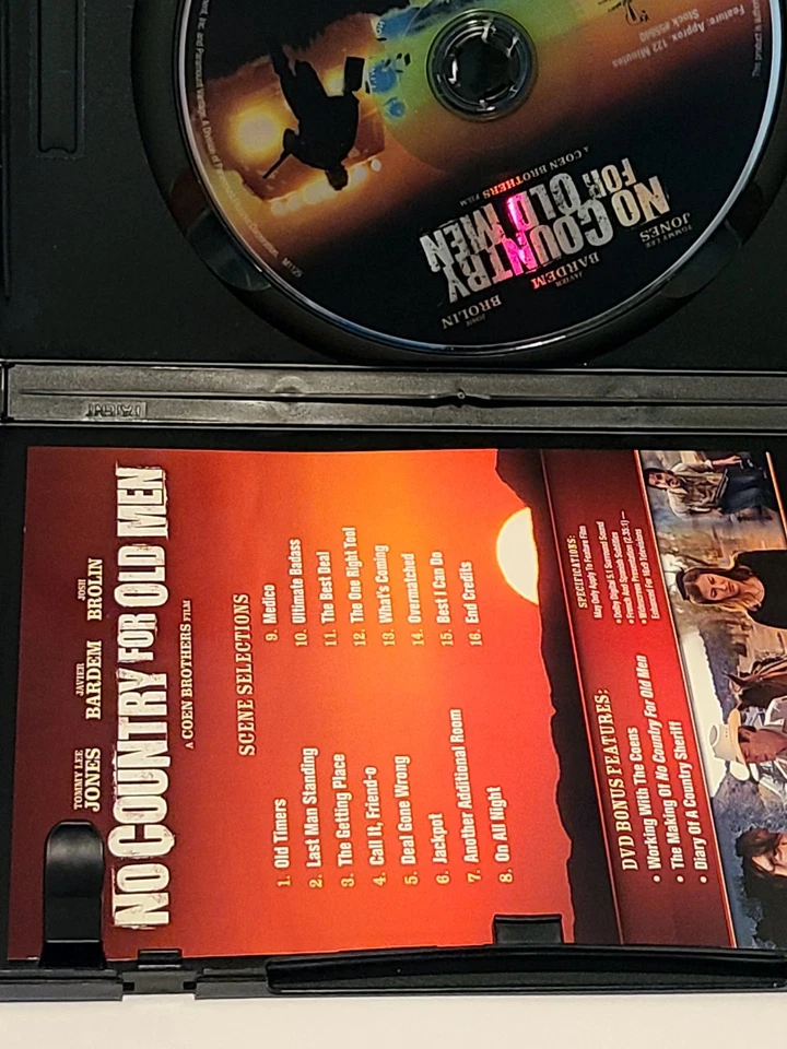 NO COUNTRY FOR OLD MEN DVD Very Good Coen Brothers Josh Brolin W Case + Insert Foto 3 de 3