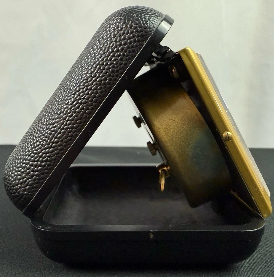 Equity Vintage Travel Alarm Clock Wind Up Fold Up Style in Black Case Works - Image 3 of 4
