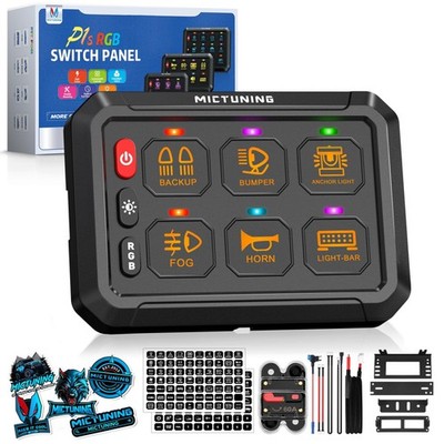 MICTUNING P1s RGB 6 Gang Switch Panel, Multifunction Toggle Momentary Strobe ...