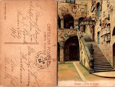 Firenze Postcard - Cortile del Bargello, Tuscany Italy, Colorized Art View